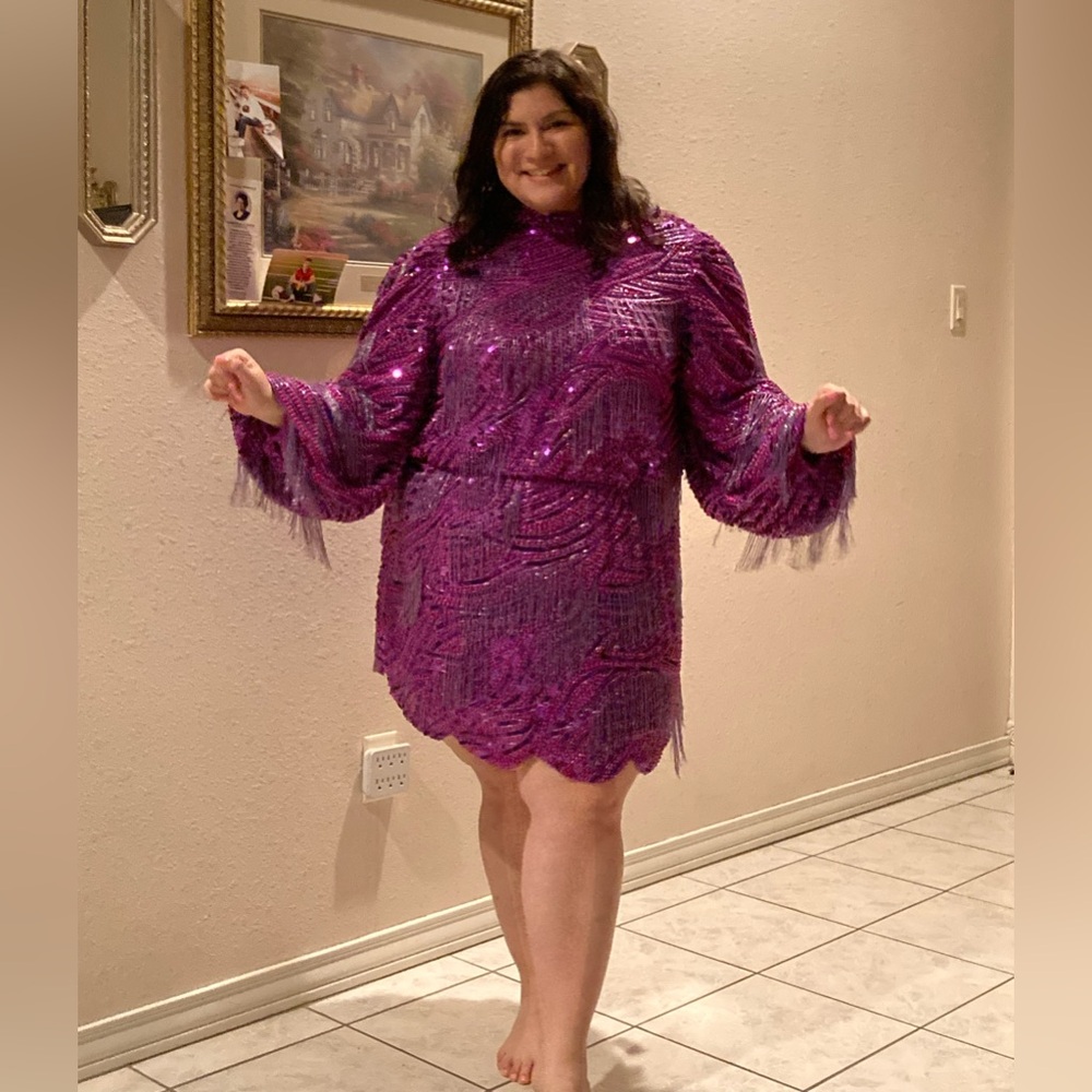 Asos Curve Sequin Fringe Dress - Picture 2 of 7